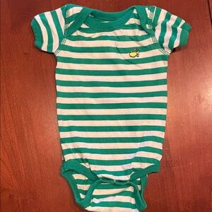 Masters Green and White Striped Kids Bodysuit